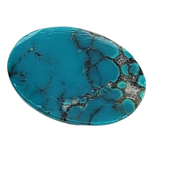 Turquoise Cabochon 15x4.5 mm Dark Blue Variegated Oval Natural Stone JS8116 - Picture 5 of 5
